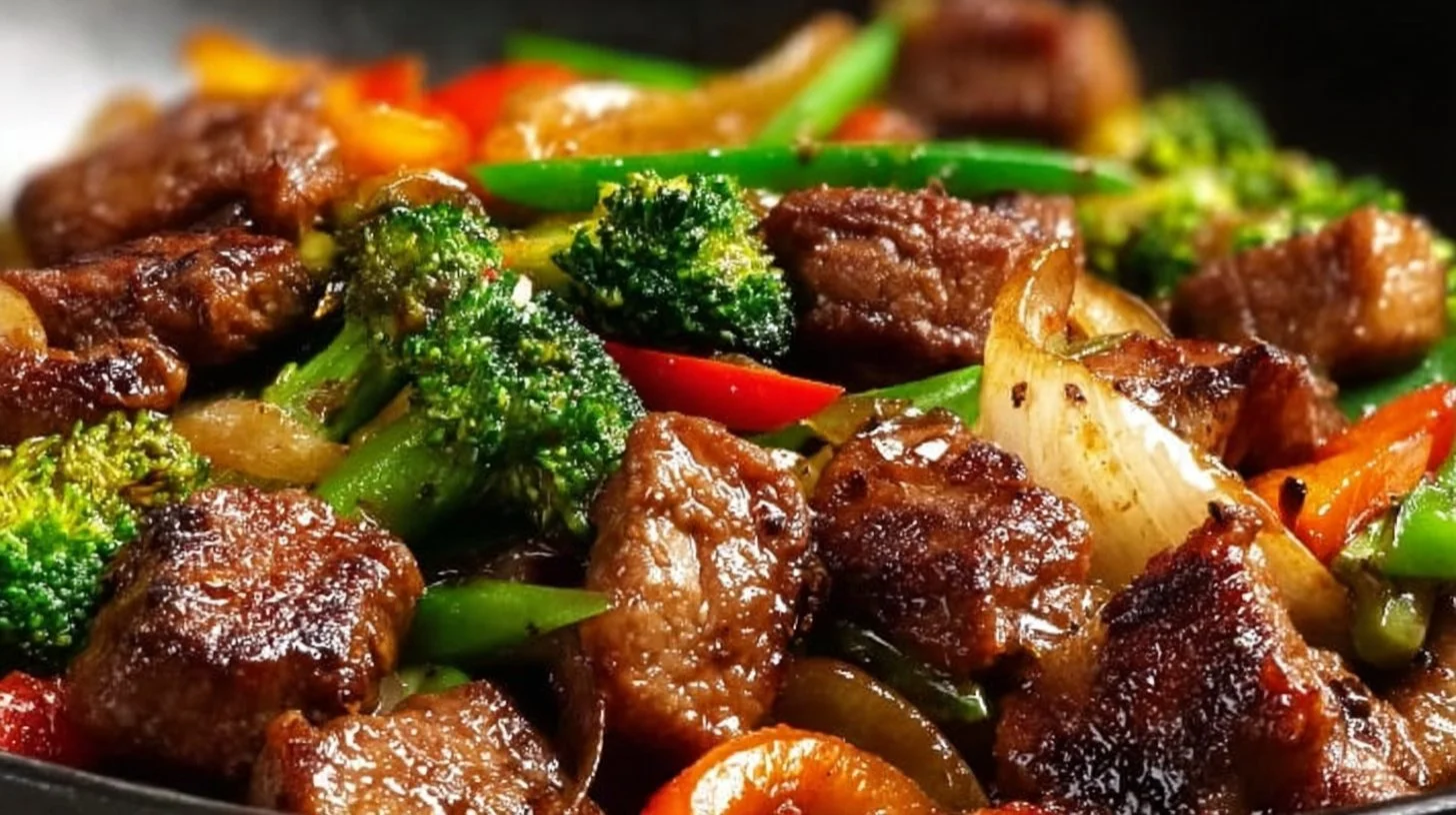 Delicious Cowboy Stir Fry with vegetables and meat in a skillet