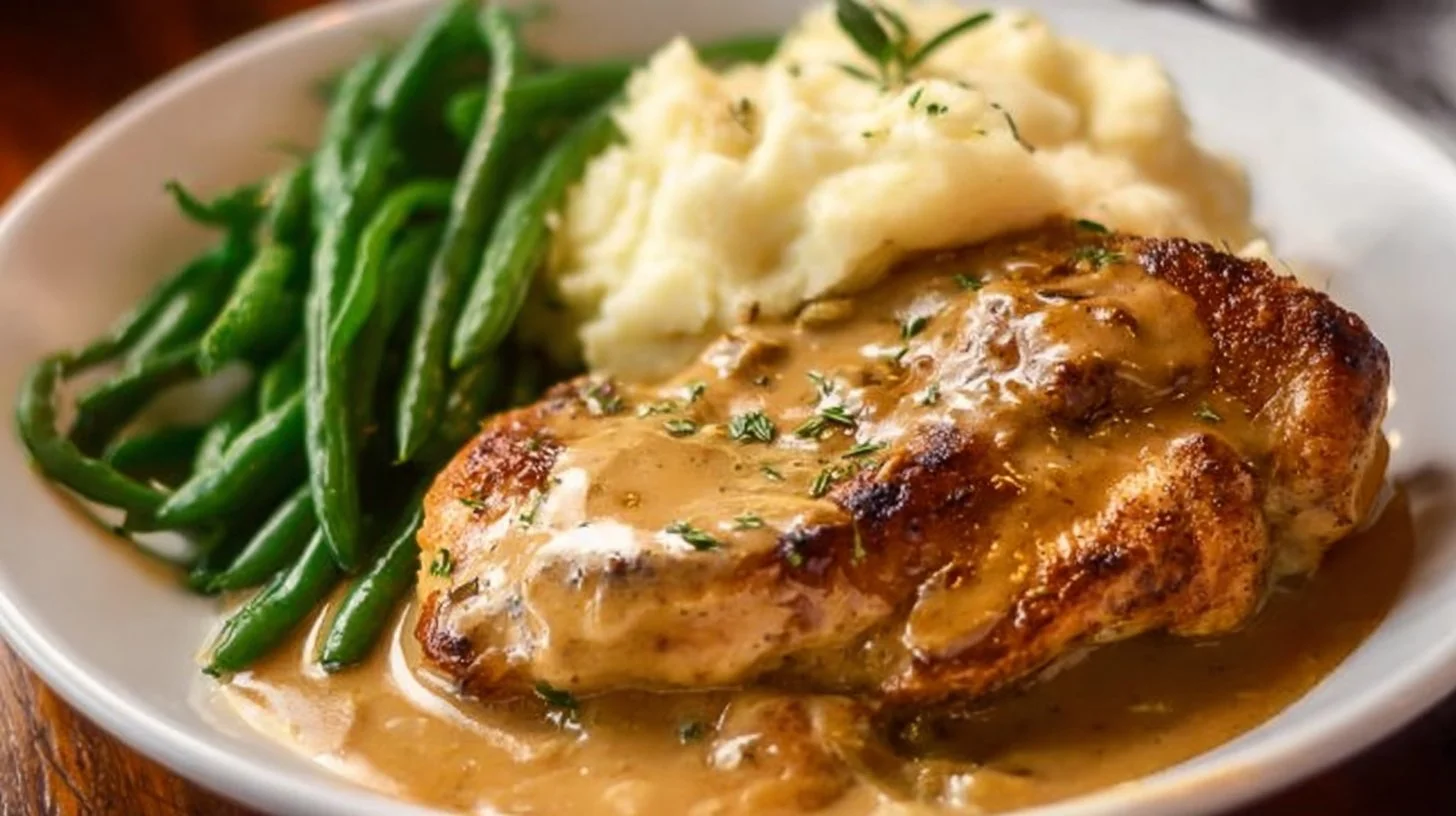 Creamy garlic chicken dish served with herbs and spices
