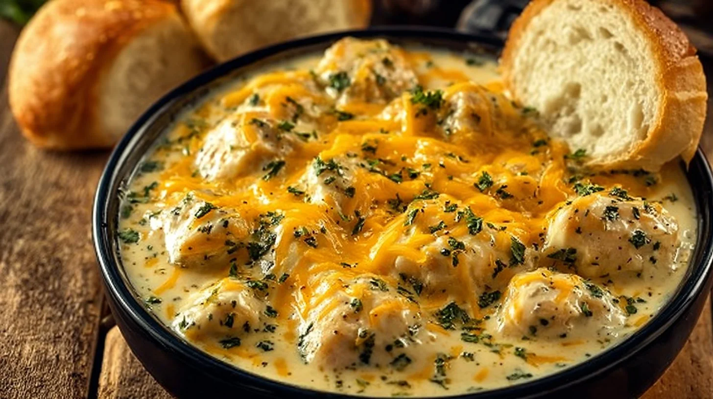 Creamy ranch chicken cooking in a crockpot for a tasty meal.
