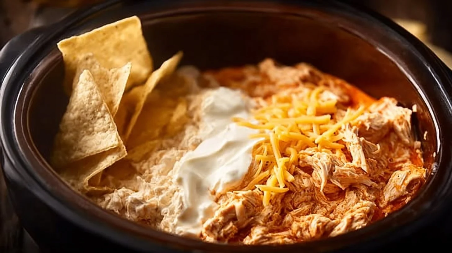 Delicious Crock Pot buffalo chicken dip served in a bowl