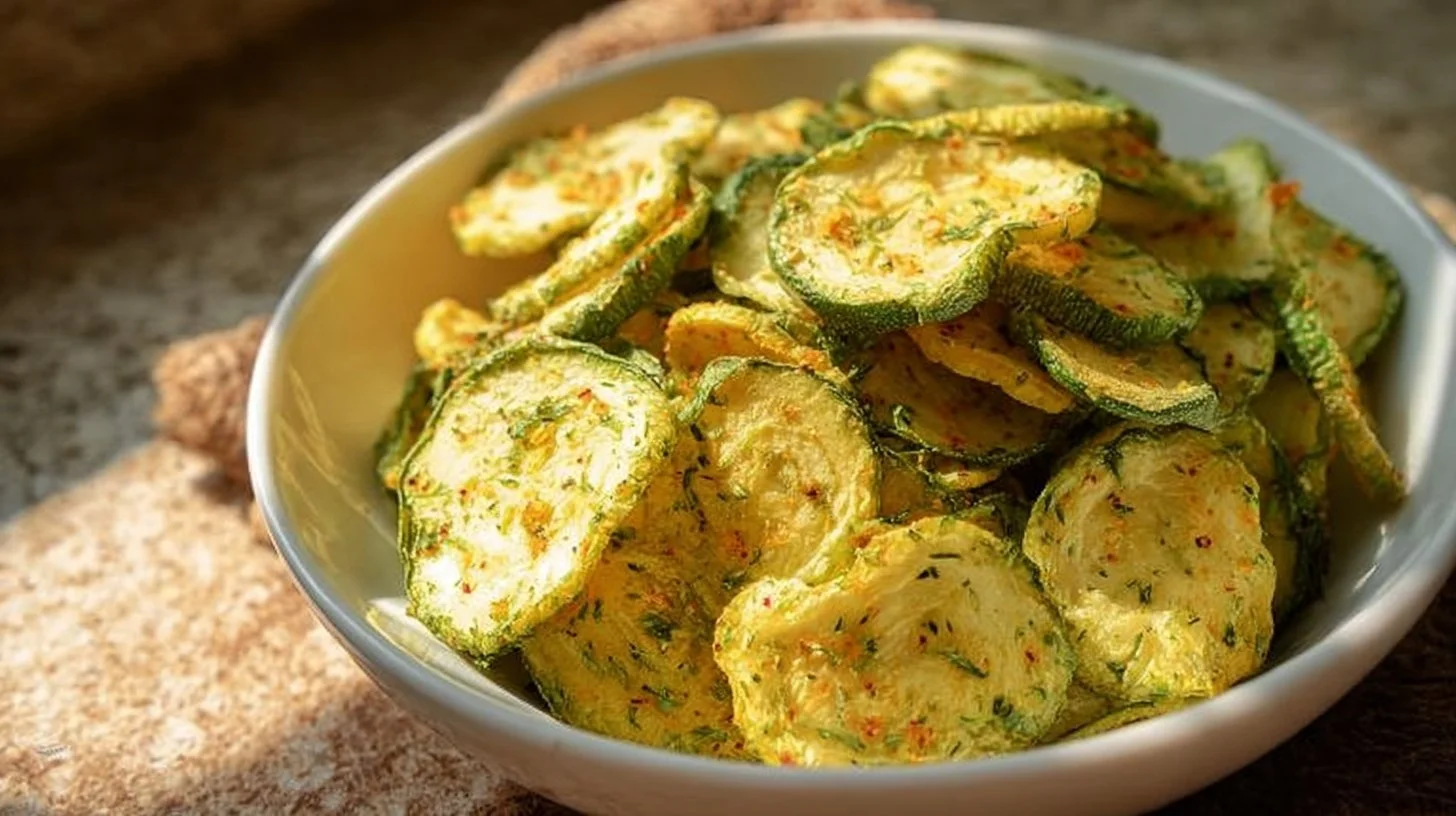 Delicious crunchy ranch cucumber chips in a bowl
