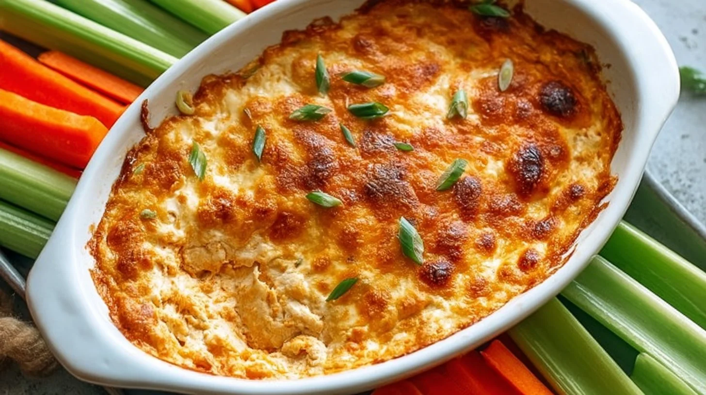 Delicious and creamy easy Buffalo Chicken Dip served in a bowl with chips