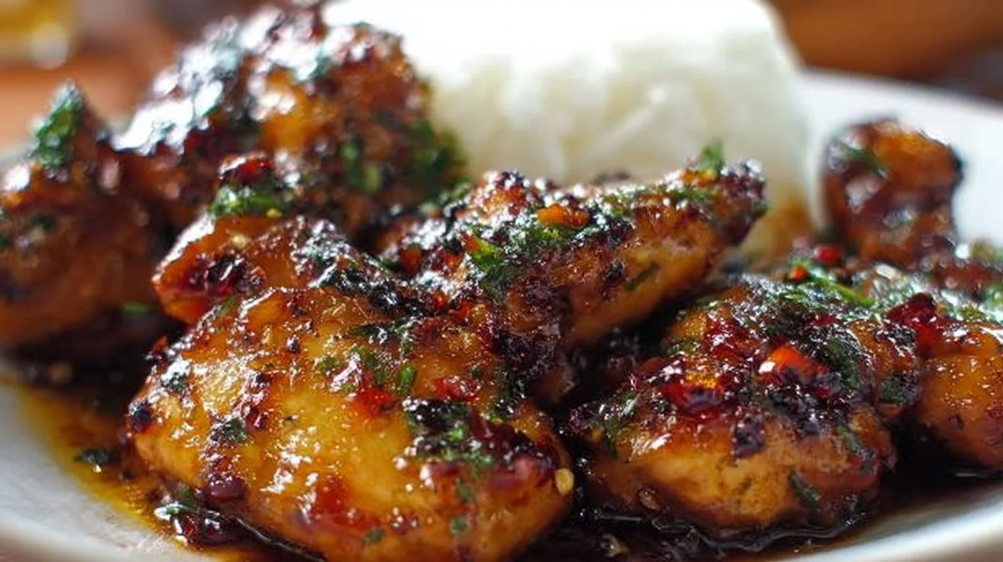 Easy soy garlic chicken thighs cooked to perfection with a savory sauce.