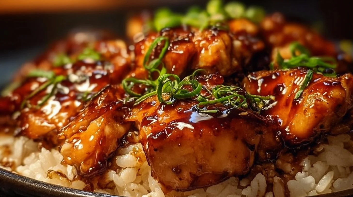 Delicious Honey BBQ Chicken served over rice for a flavorful meal