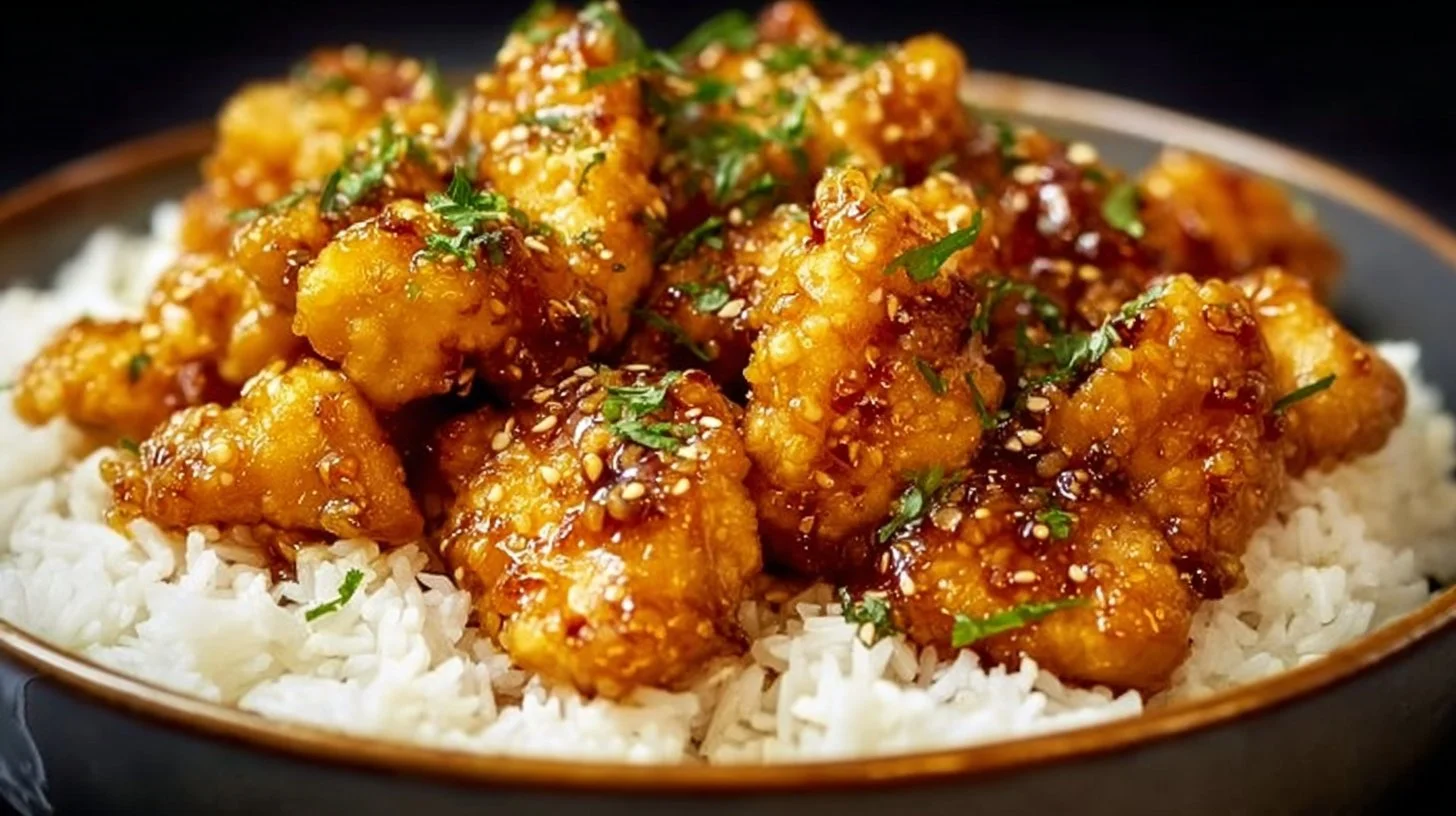 Delicious Honey Garlic Chicken served with vegetables on a plate