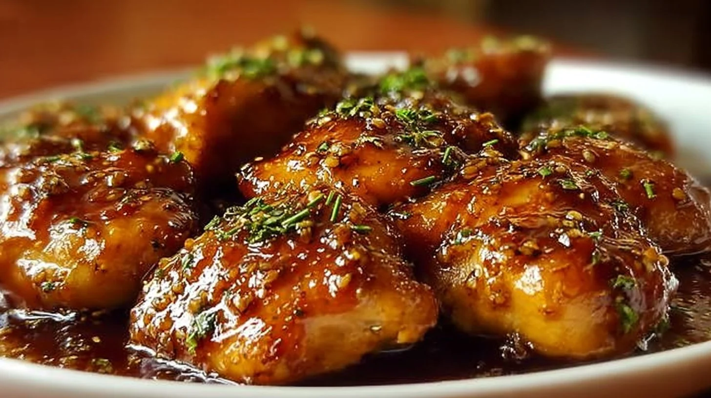 Honey Garlic Chicken breast served with vegetables on a plate