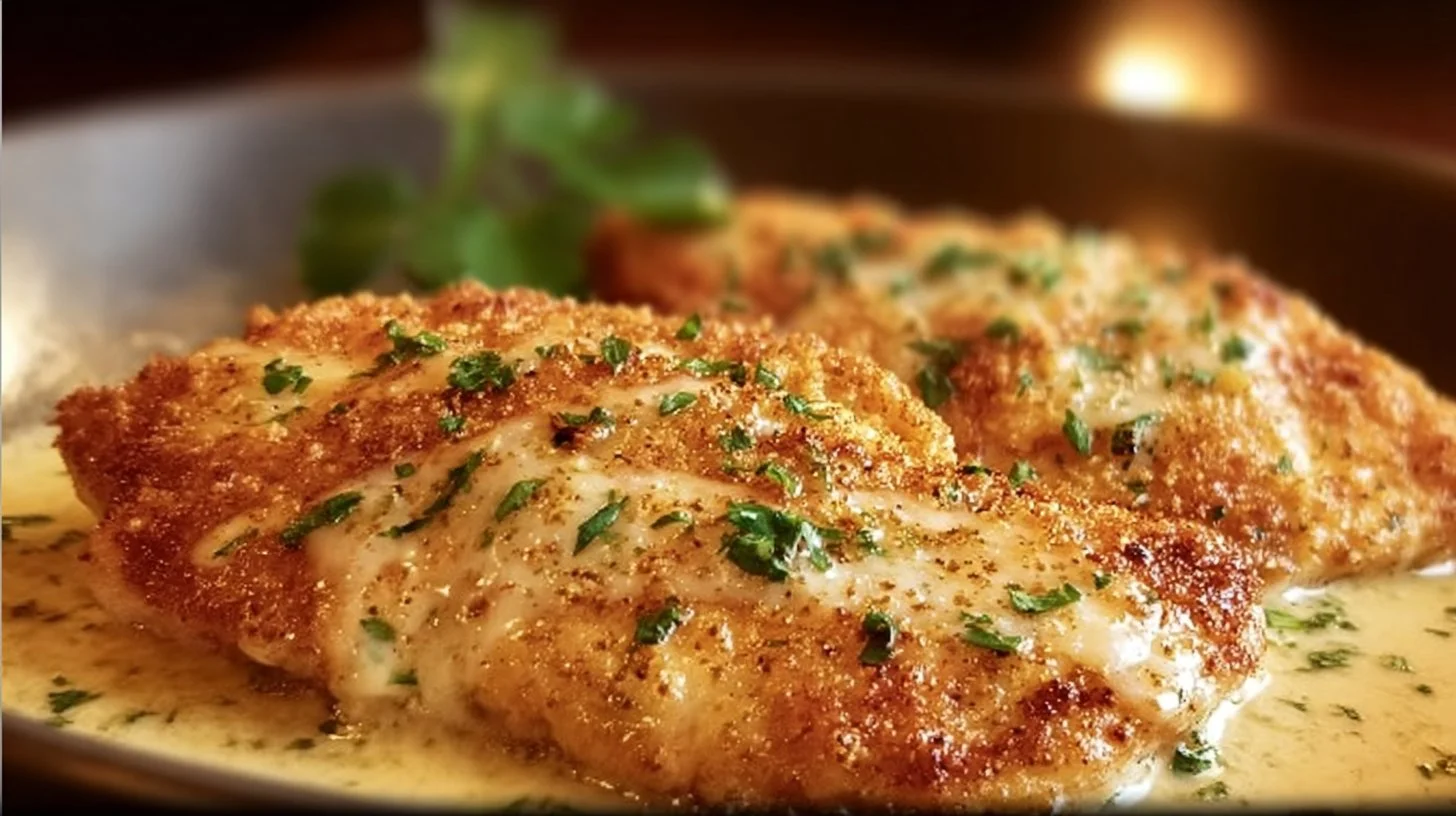 Longhorn Steakhouse Parmesan Chicken dish served with a side of vegetables