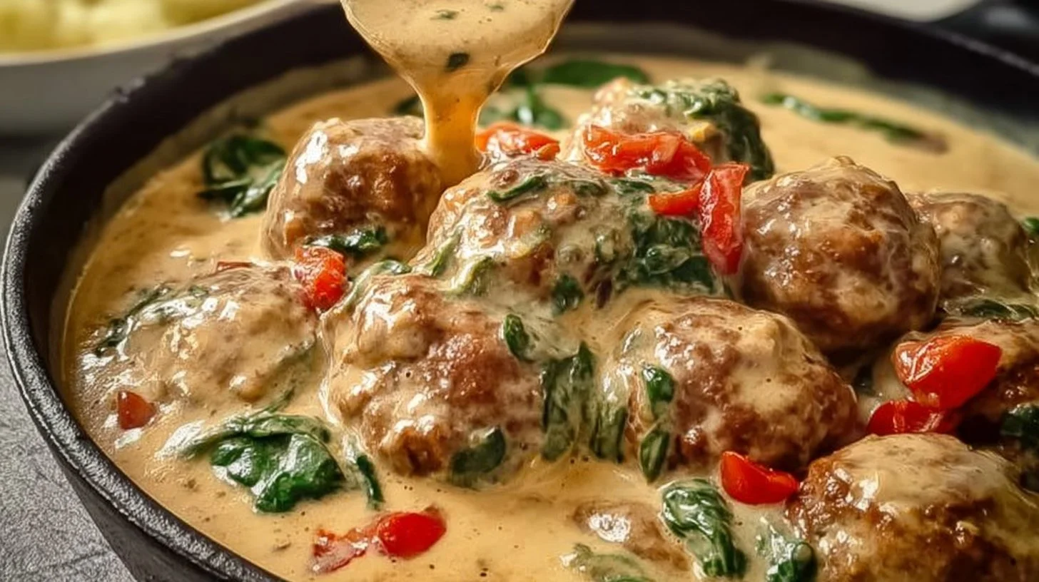 Delicious Marry Me Meatballs served with sauce and herbs