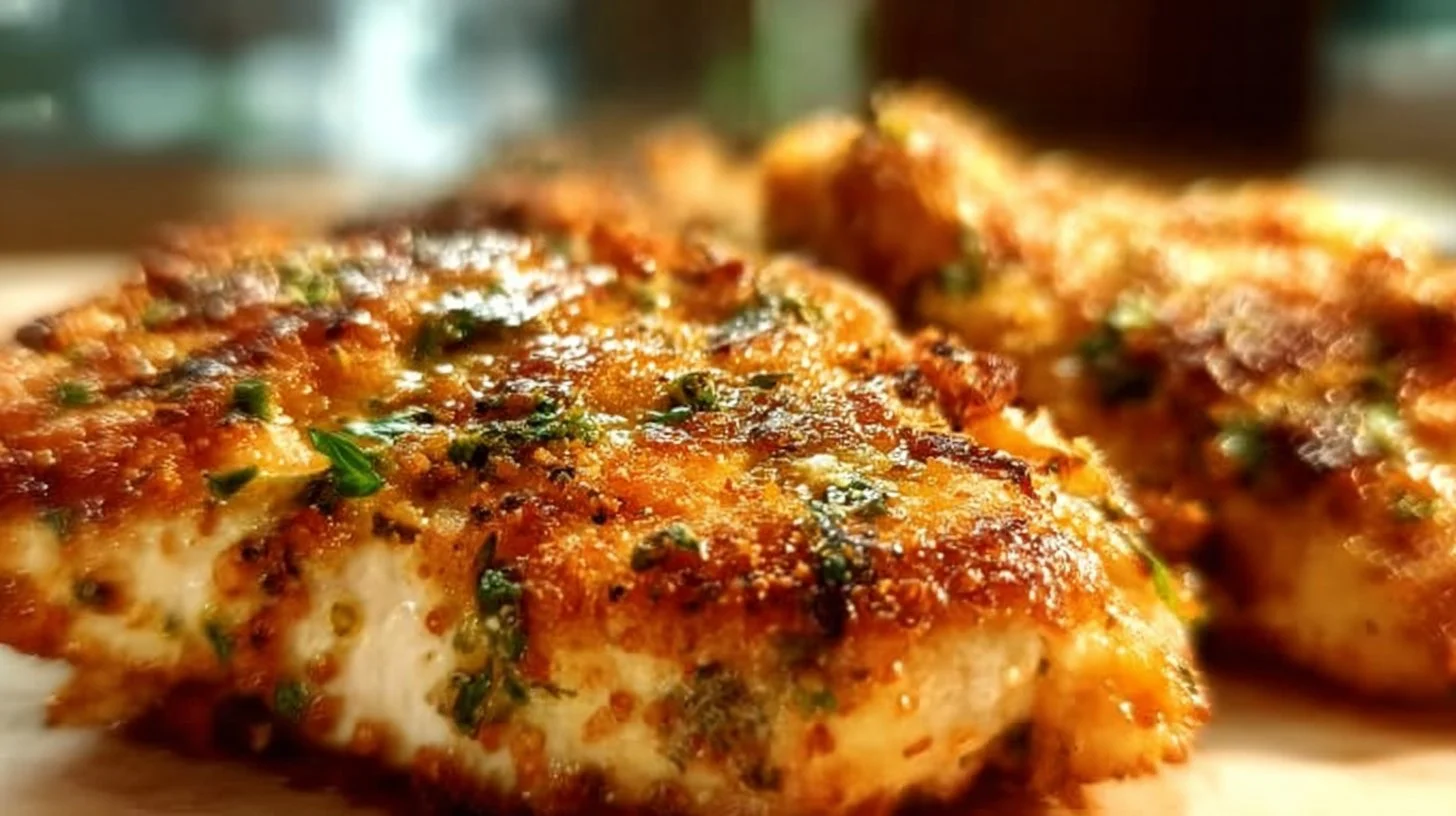 Melt in your mouth chicken breast garnished with herbs on a plate