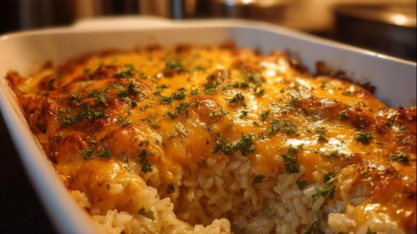 Delicious Pioneer Woman Chicken Rice Casserole cooked with tender chicken and rice