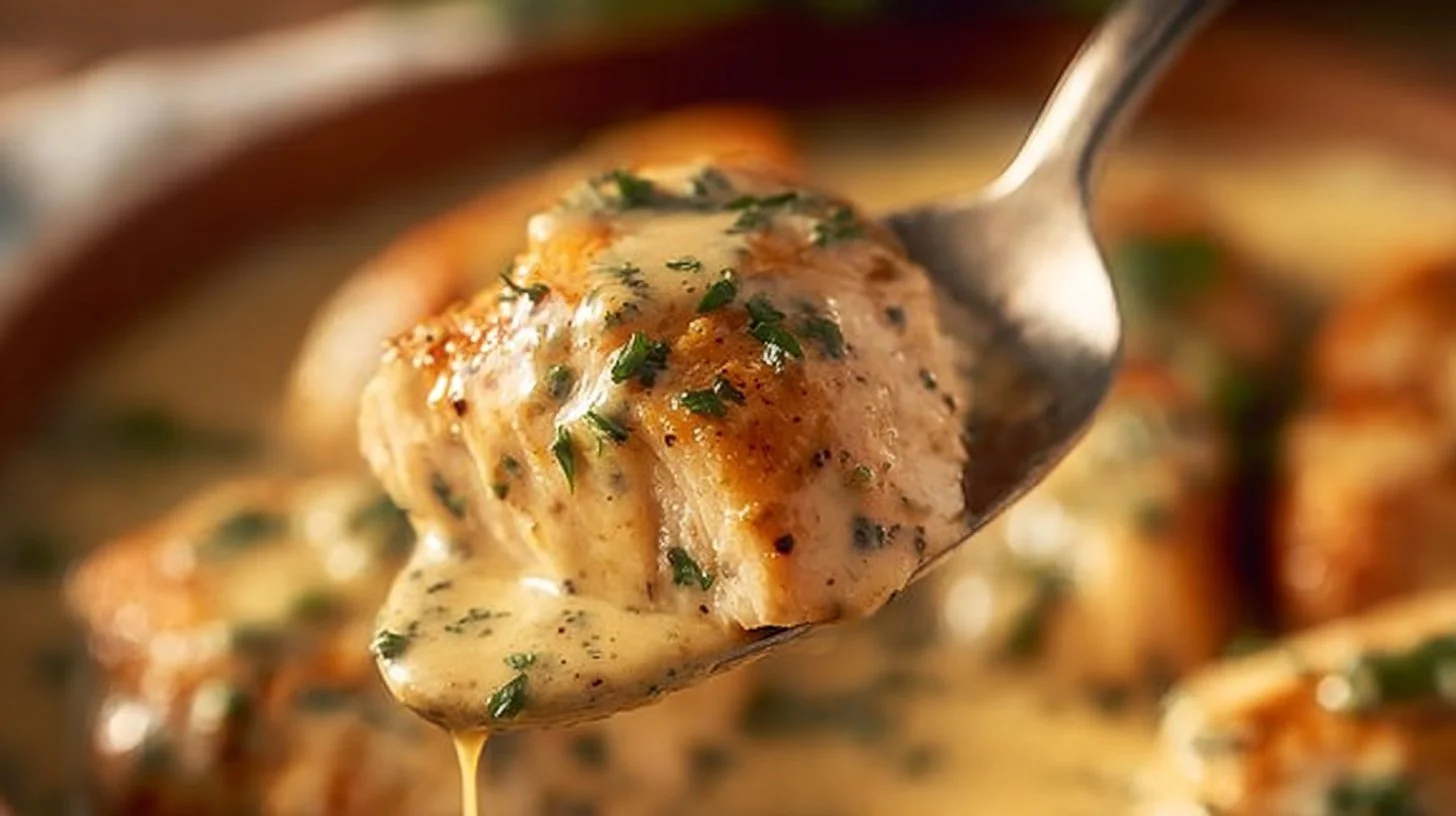 Ranch Chicken cooking in a Crock Pot with herbs and seasonings