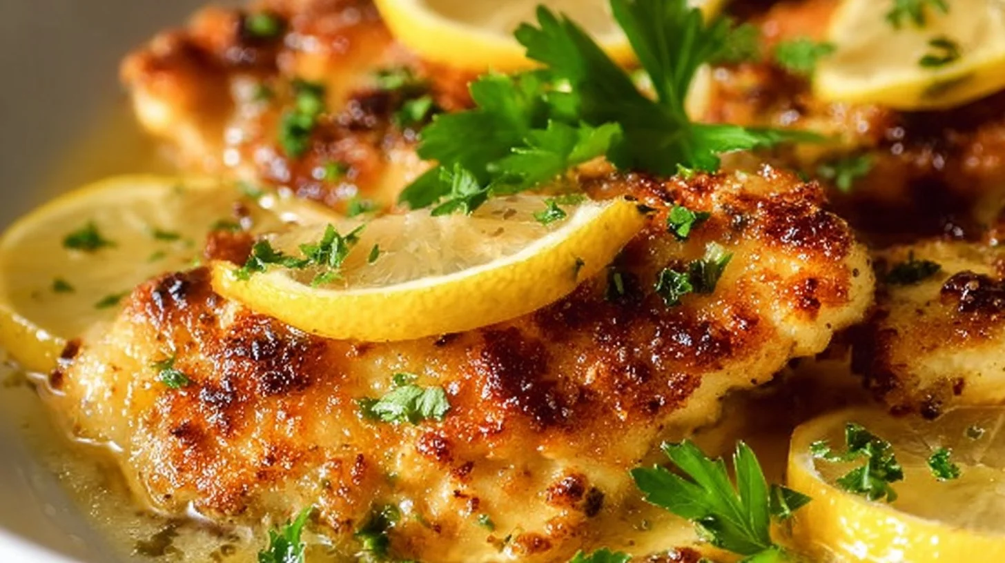 Simple lemon herb chicken dish garnished with fresh herbs and lemon slices.
