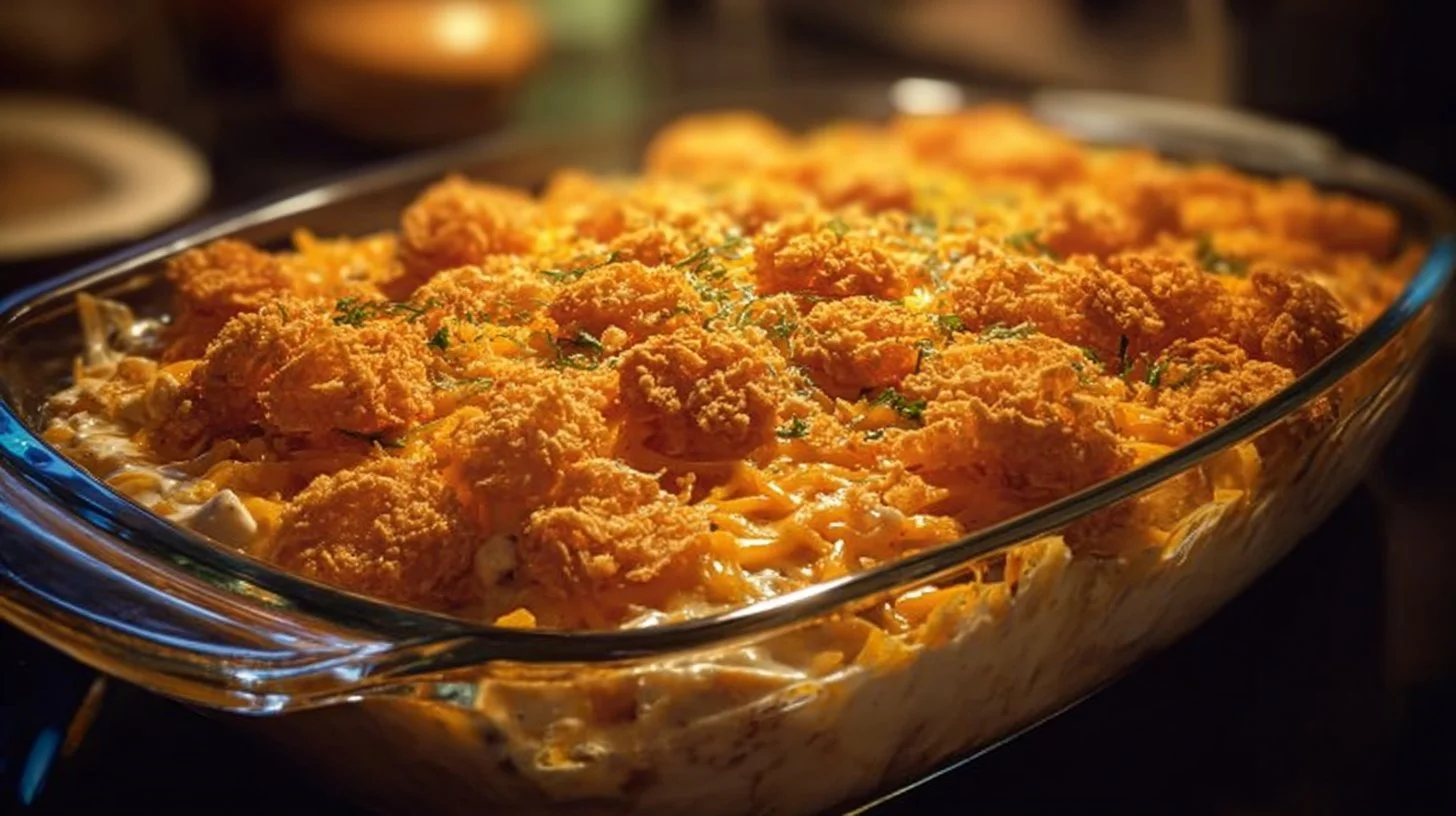 Delicious Sour Cream Chicken Casserole ready to serve on a plate.