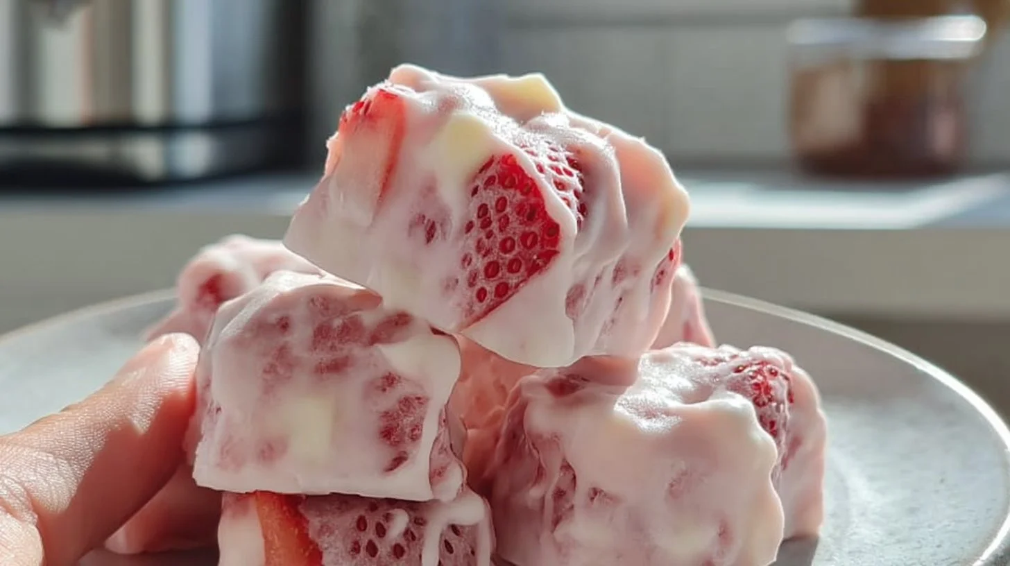 Strawberry high protein yogurt bites ready for a nutritious snack