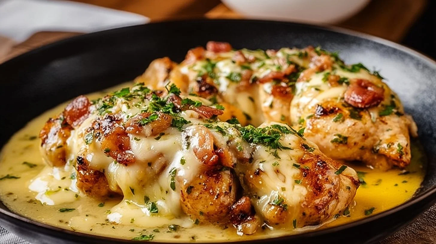 Delicious Texas Roadhouse Smothered Chicken topped with Jack Cheese
