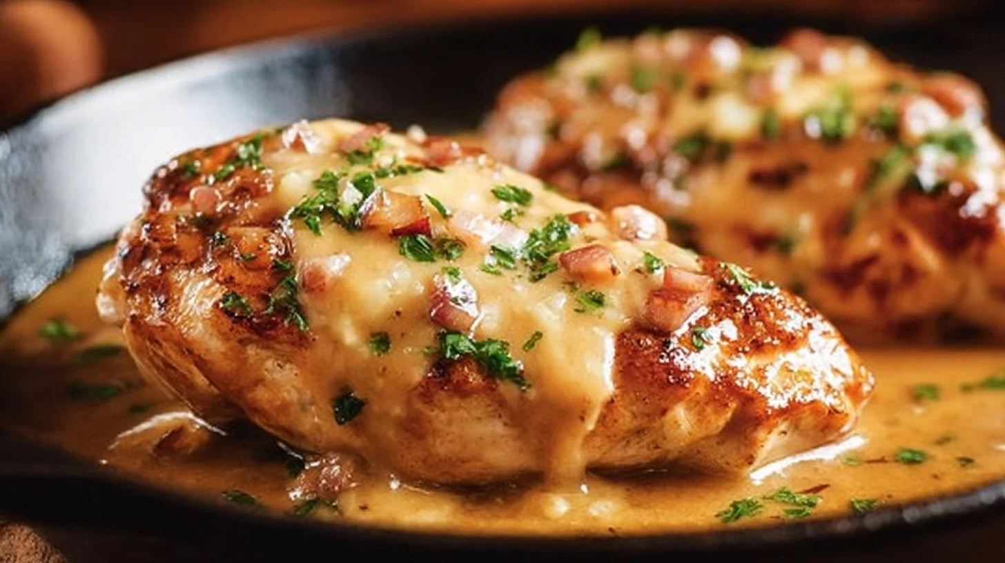 Delicious Texas Roadhouse smothered chicken topped with jack cheese