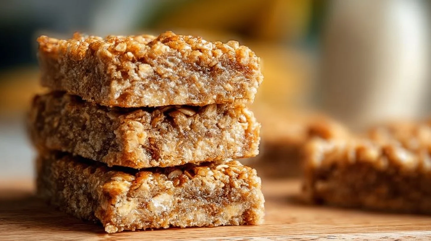 Healthy Banana Oatmeal Bars with oats and ripe bananas, perfect for snacks