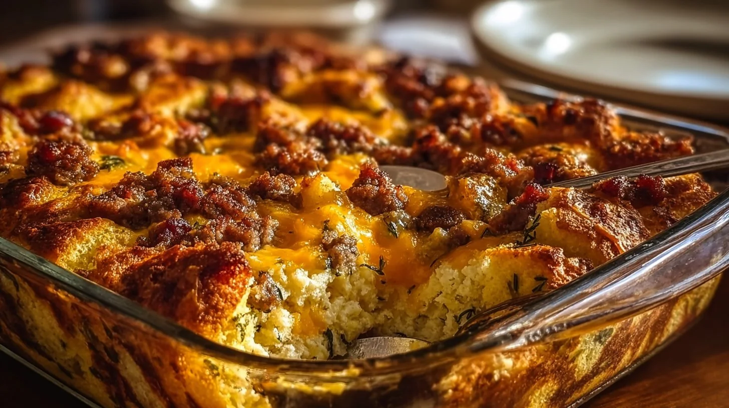 Delicious Crack Breakfast Casserole with eggs, cheese, and toppings