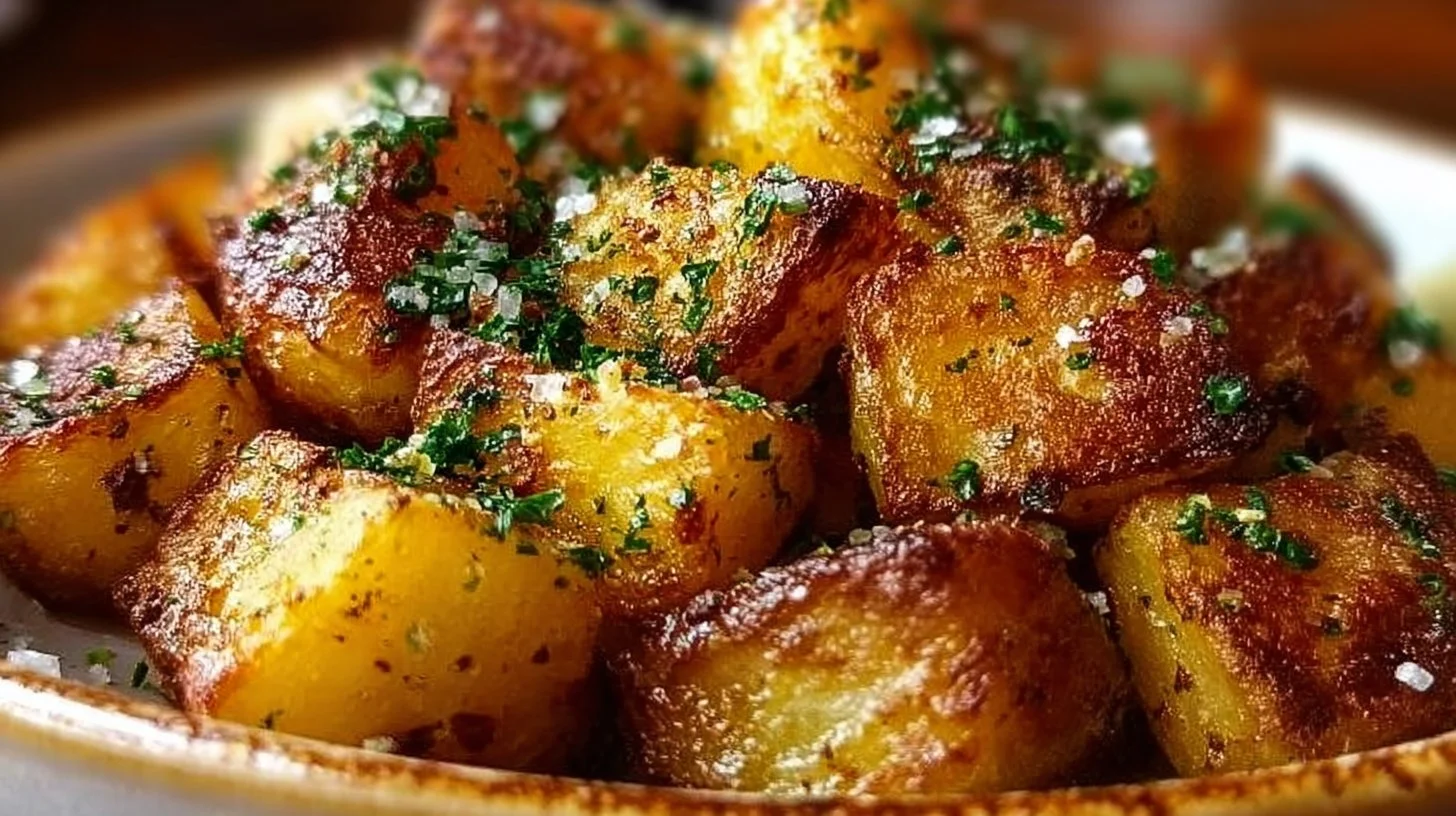 Crispy breakfast potatoes served on a plate, golden and seasoned to perfection.