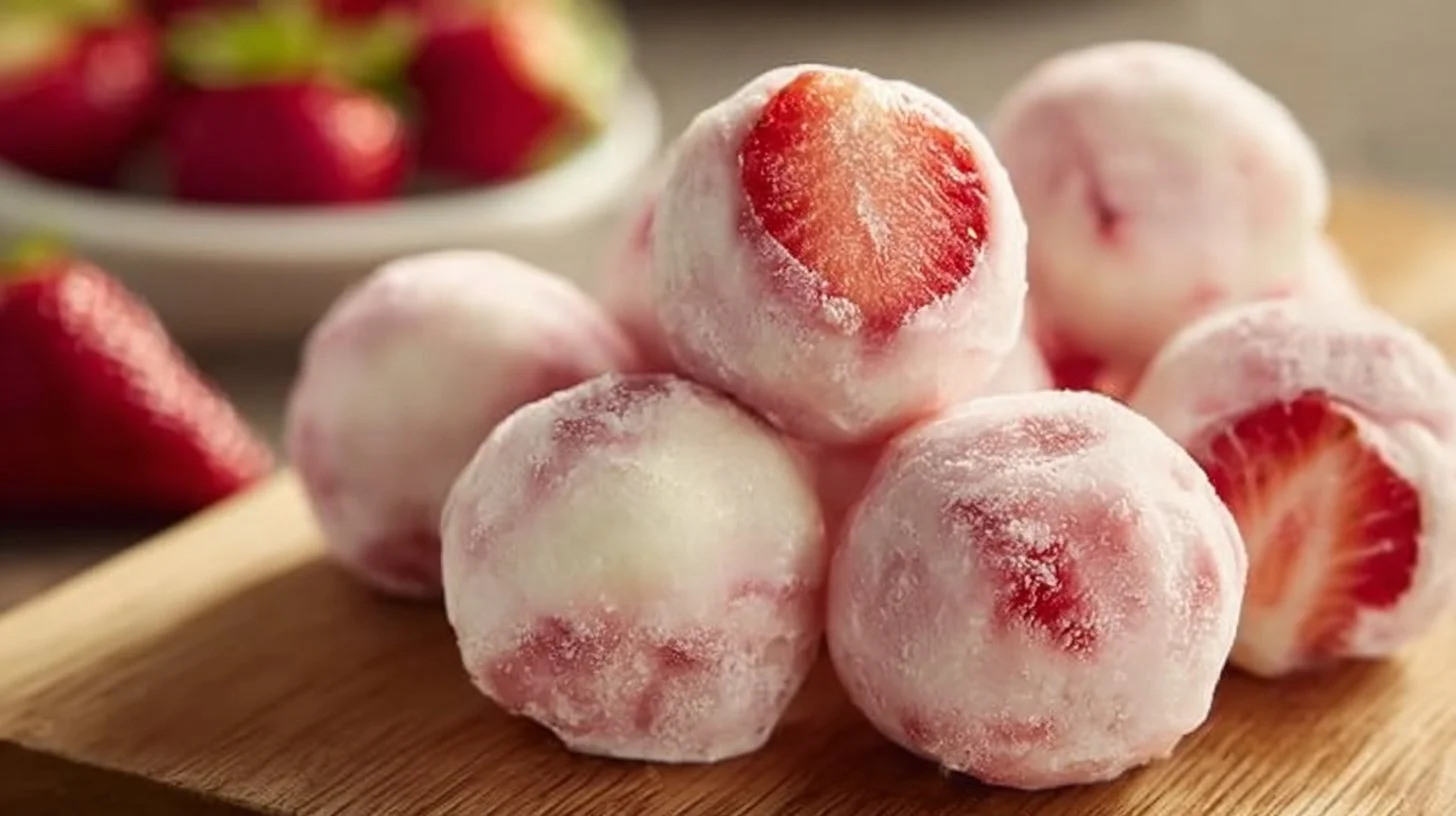 Easy strawberry yogurt bites served as a refreshing snack