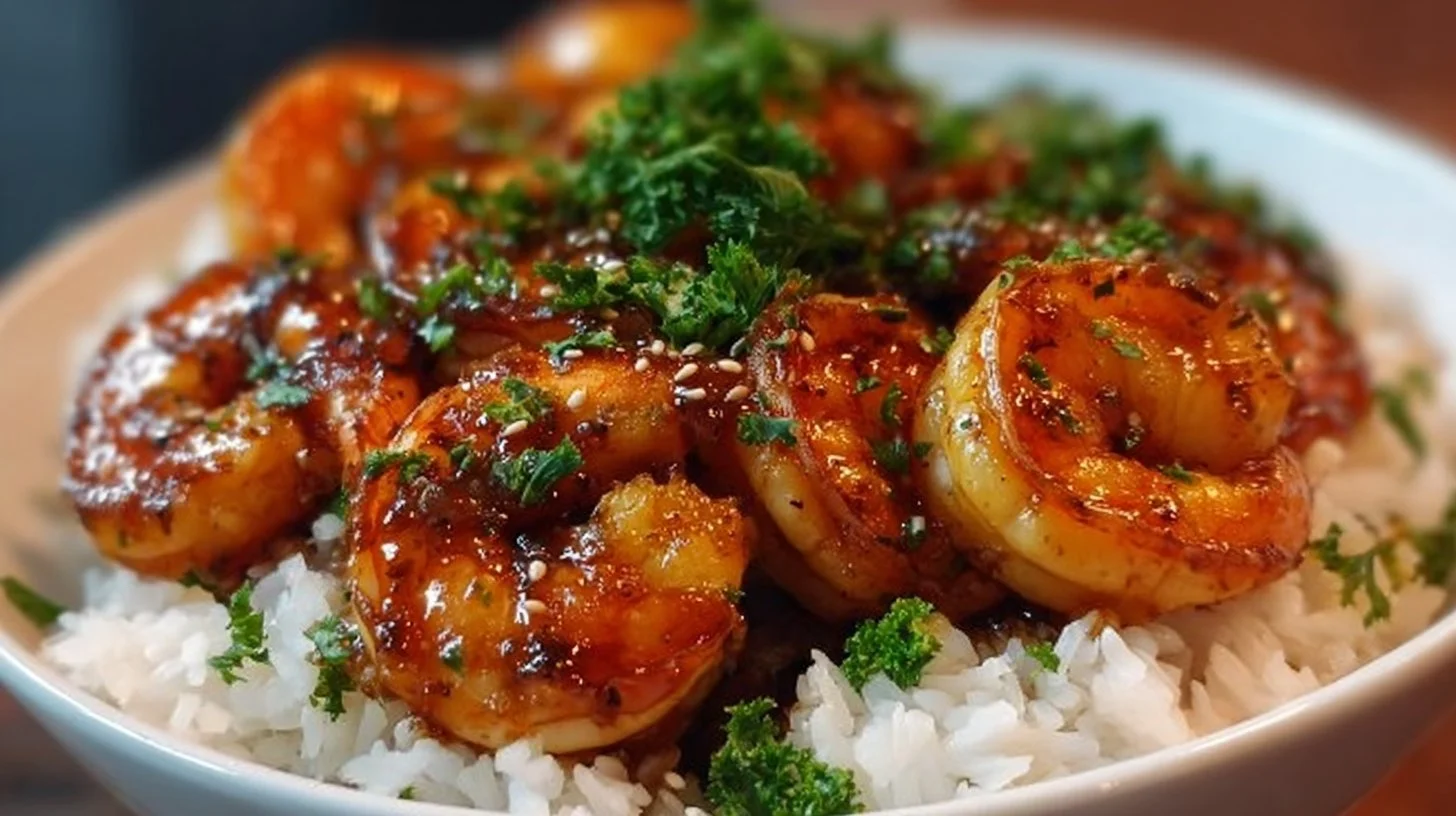 Honey garlic shrimp bowls with vegetables served for a flavorful meal