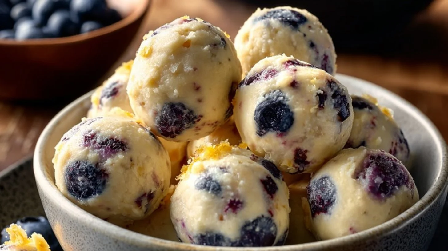 Delicious lemon blueberry cottage cheese protein bites for a healthy snack