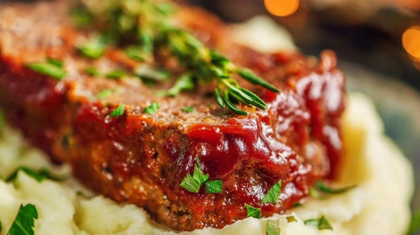 Delicious homemade meatloaf recipe with savory ingredients and spices.