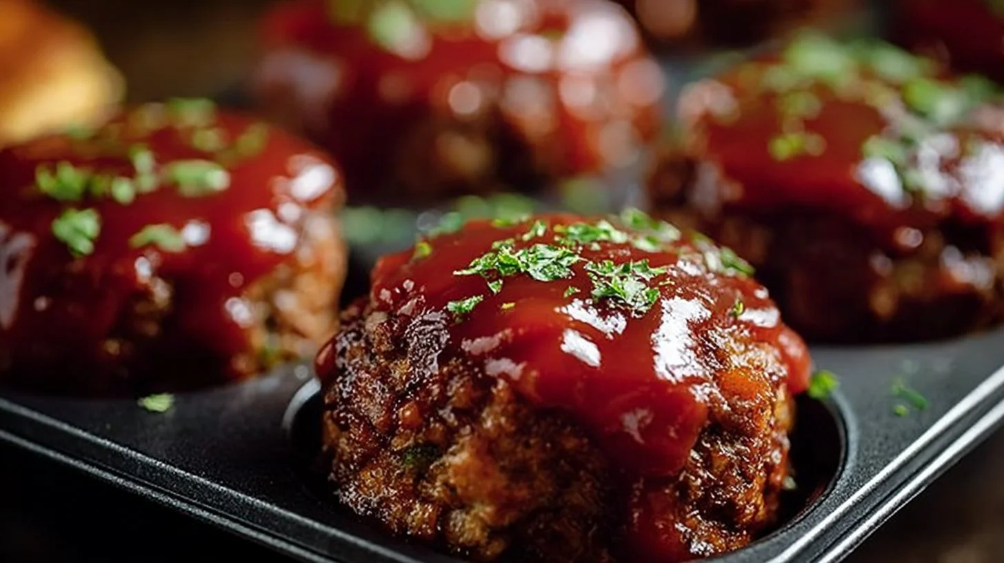 Delicious mini meatloaf served on a plate with vegetables
