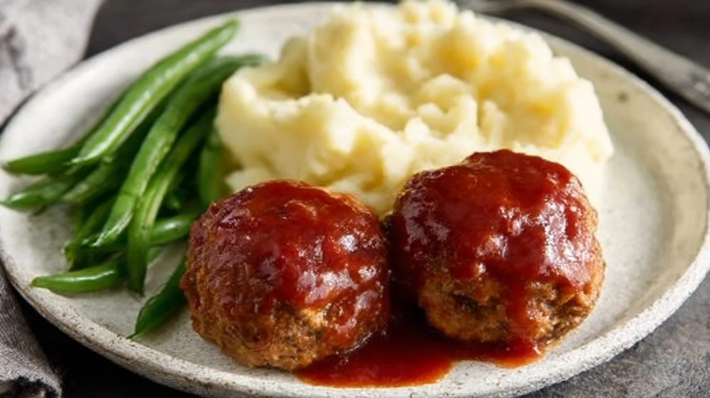 Delicious mini meatloaf topped with glaze on a plate