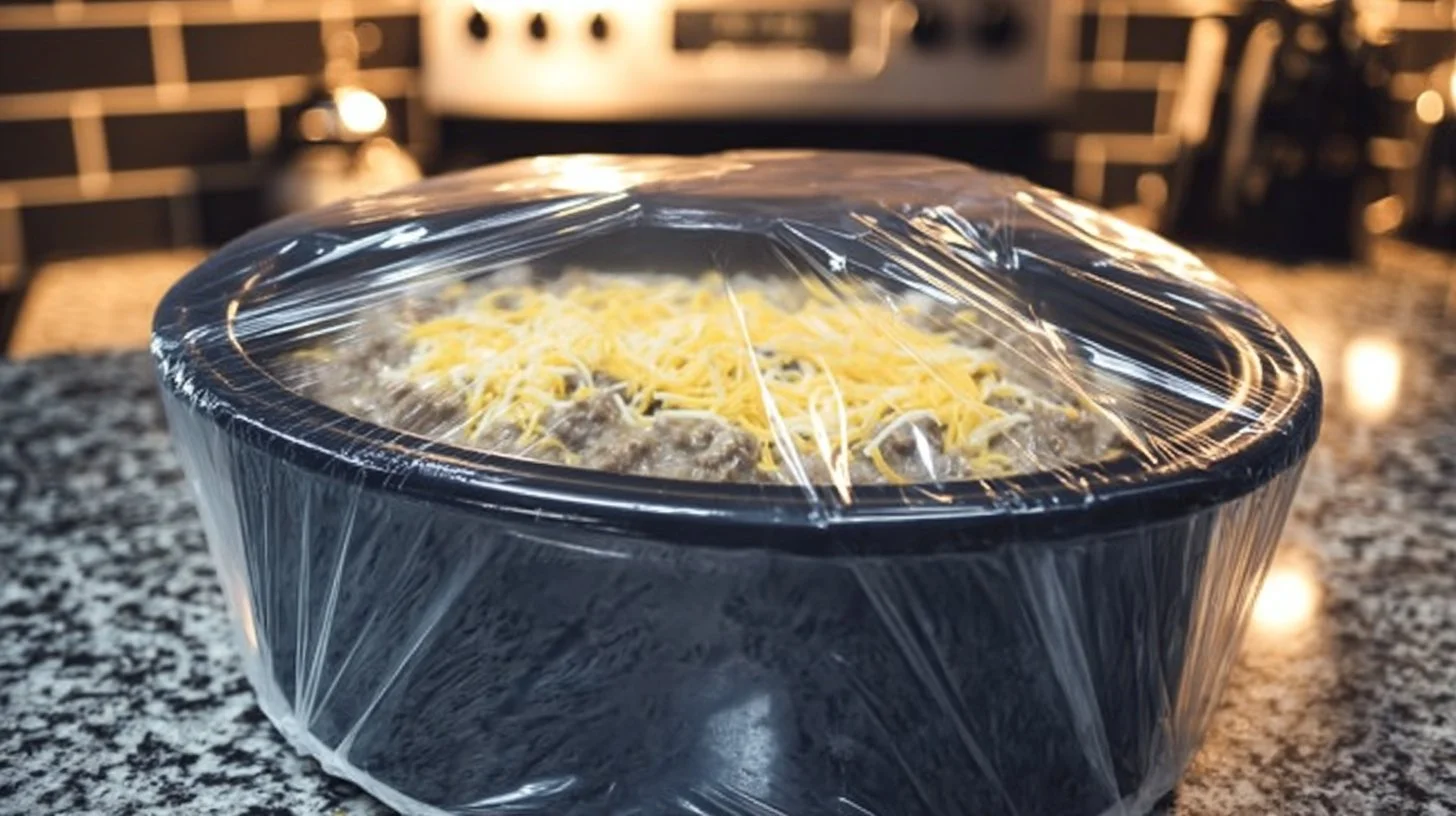 Overnight Slow Cooker Breakfast Casserole served in a dish
