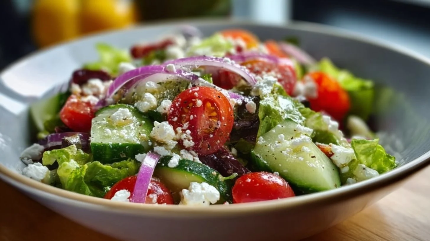 A colorful spring salad featuring fresh ingredients and vibrant colors