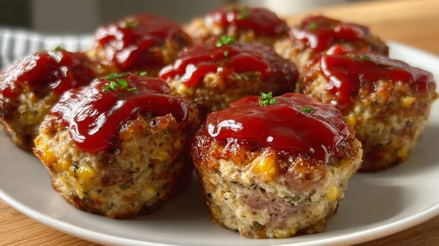 Delicious tangy mini meatloaves served on a plate