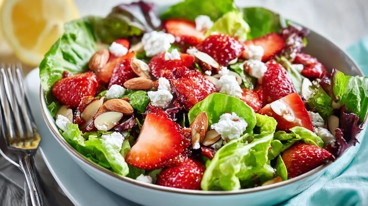 A colorful and fresh spring salad with various vegetables and herbs.