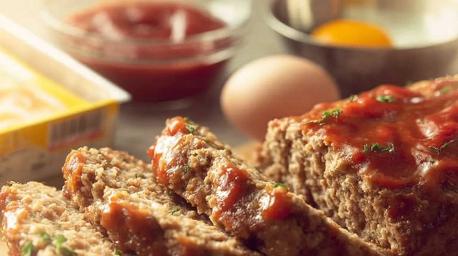 Delicious slices of the easiest and best meatloaf recipe served on a plate
