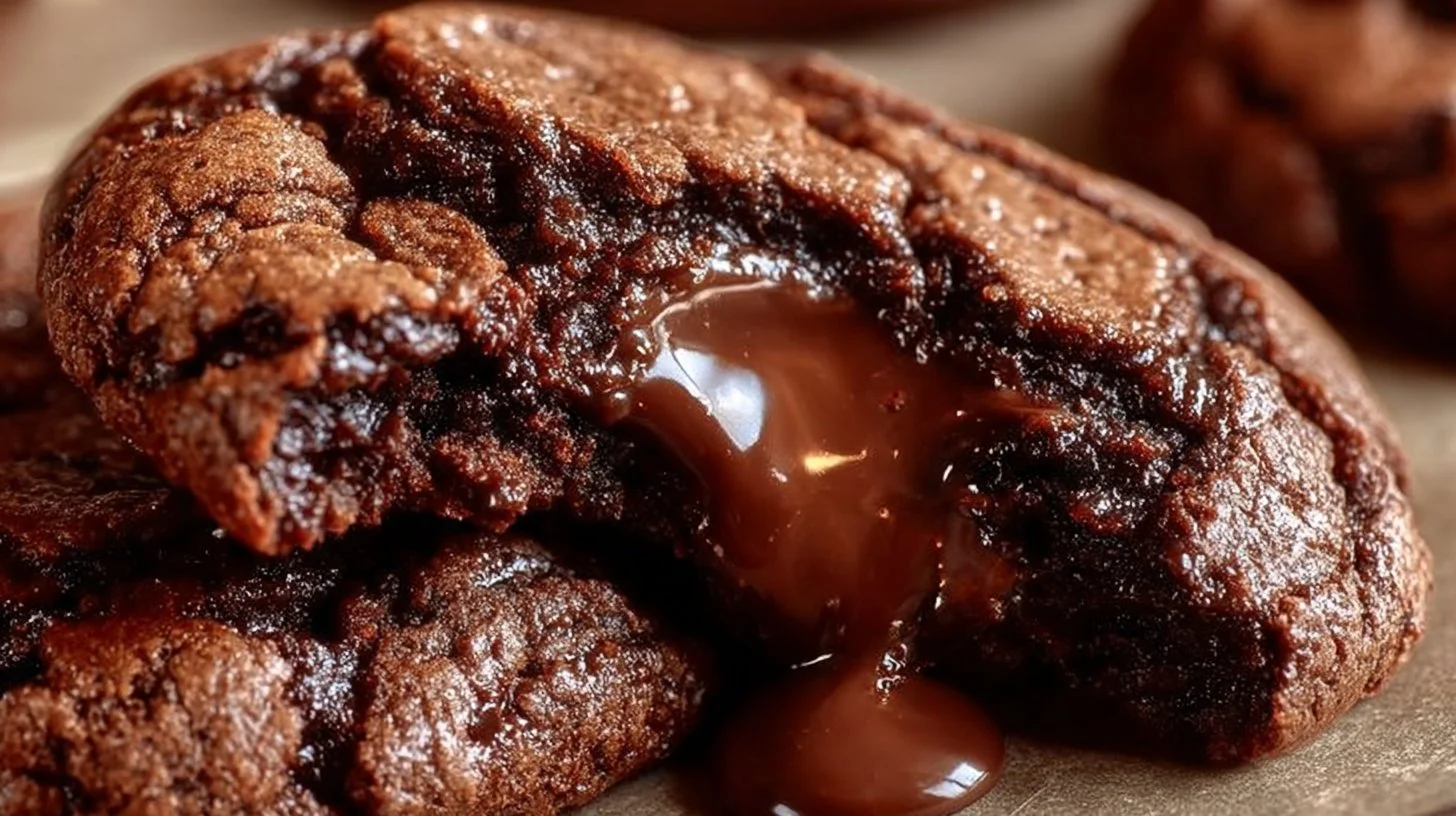 Decadent chocolate brownie cookies fresh out of the oven