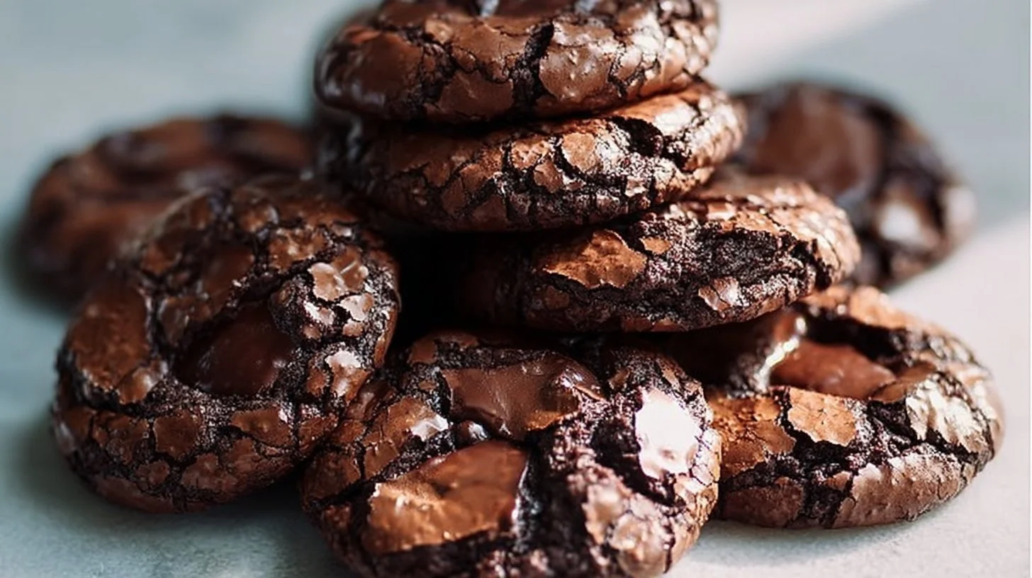 Delicious chocolate brownie cookies on a cooling rack