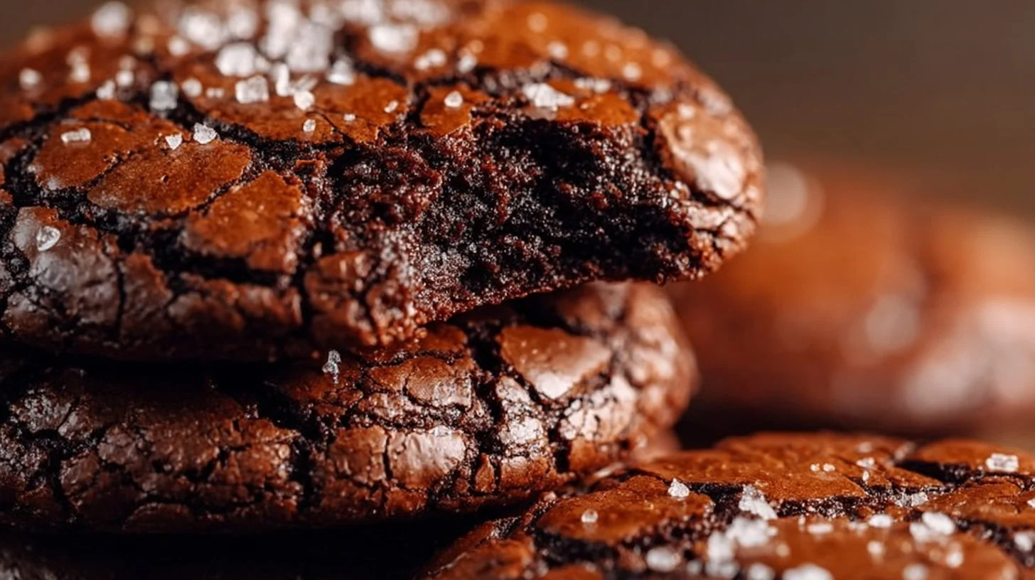 Delicious crispy crackly chewy brownie cookies baked to perfection