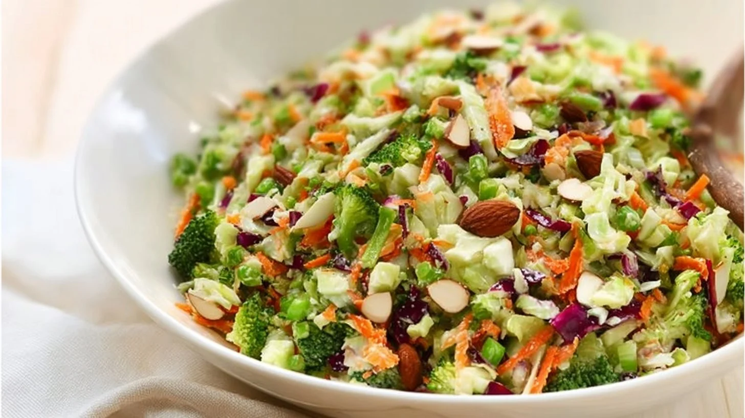 Crunchy detox salad with fresh vegetables and herbs for a healthy meal.