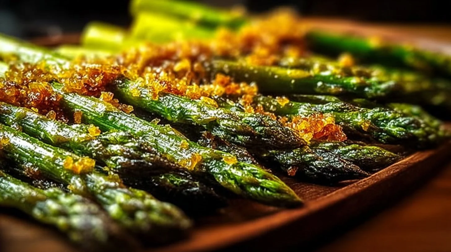 Oven-roasted asparagus drizzled with olive oil and spices for gourmet flavor.