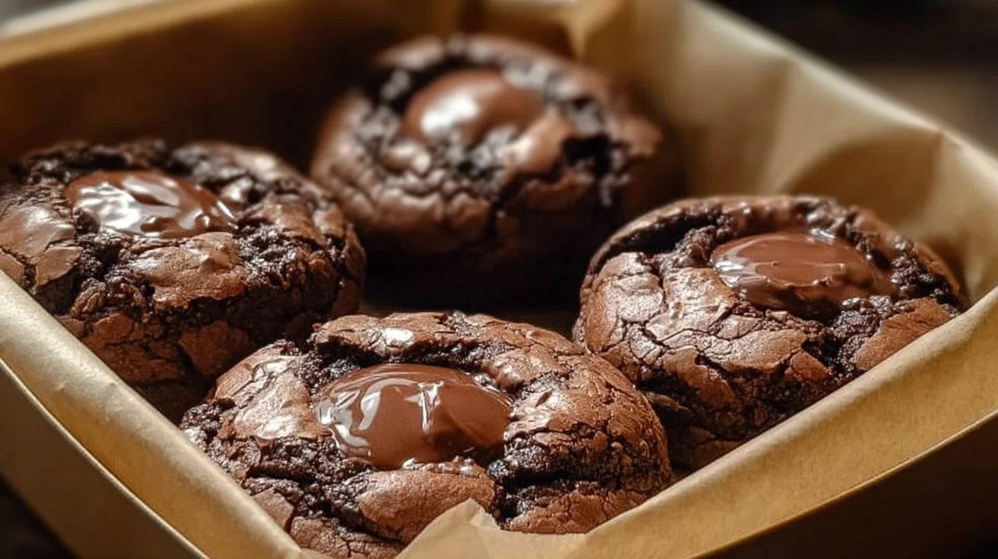 Delicious brownie cookies baked to perfection, showcasing a fudgy texture.