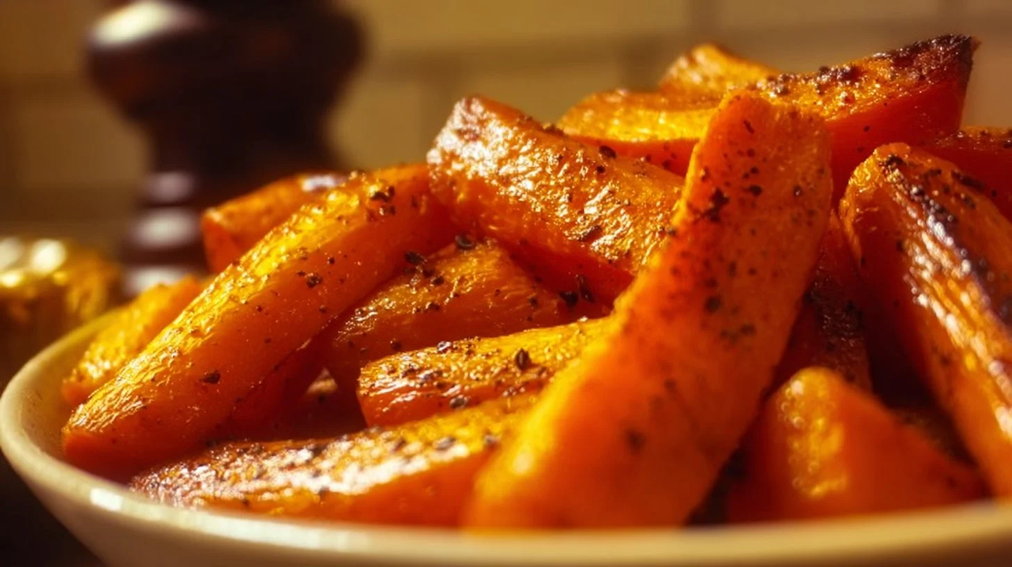 Delicious honey glazed carrots served as a side dish.