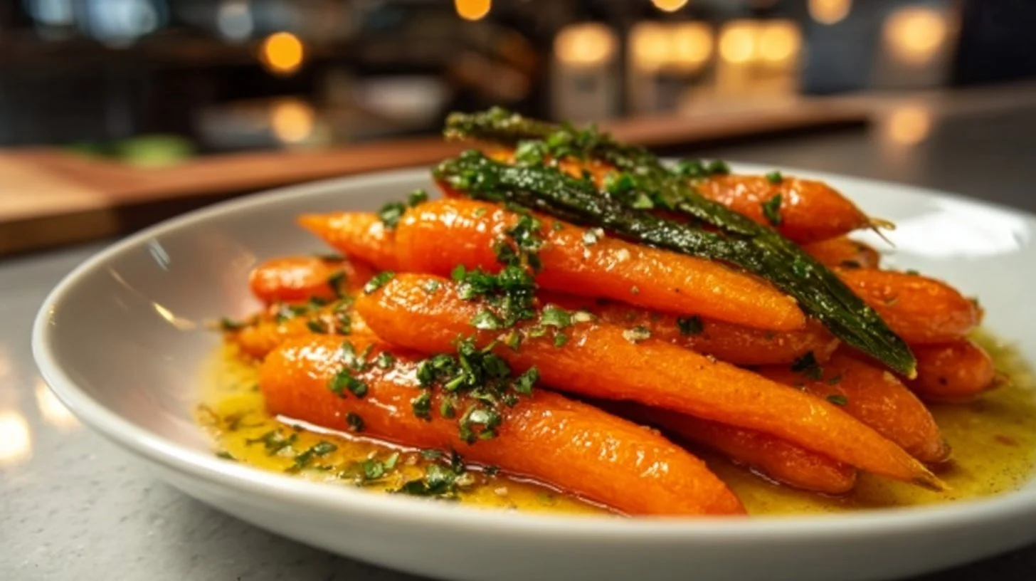 Delicious honey glazed carrots served as a sweet side dish