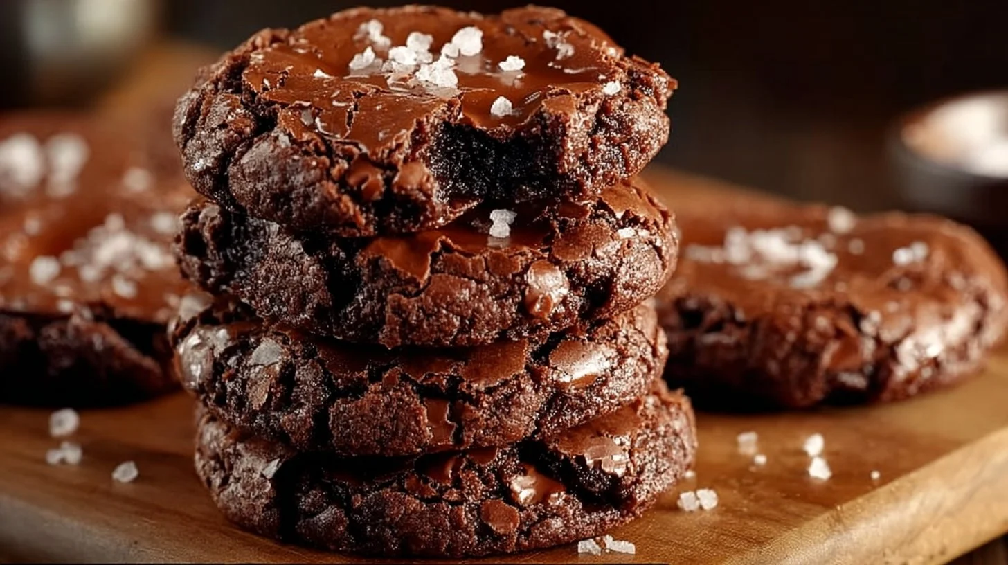 Homemade indulgent brownie mix cookies on a cooling rack.