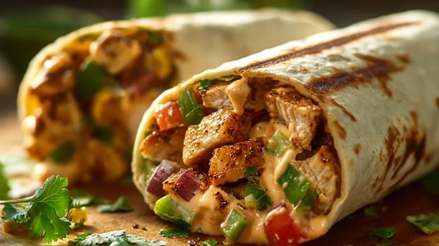 Chipotle Ranch Grilled Chicken Burrito with fresh ingredients and flavorful sauce