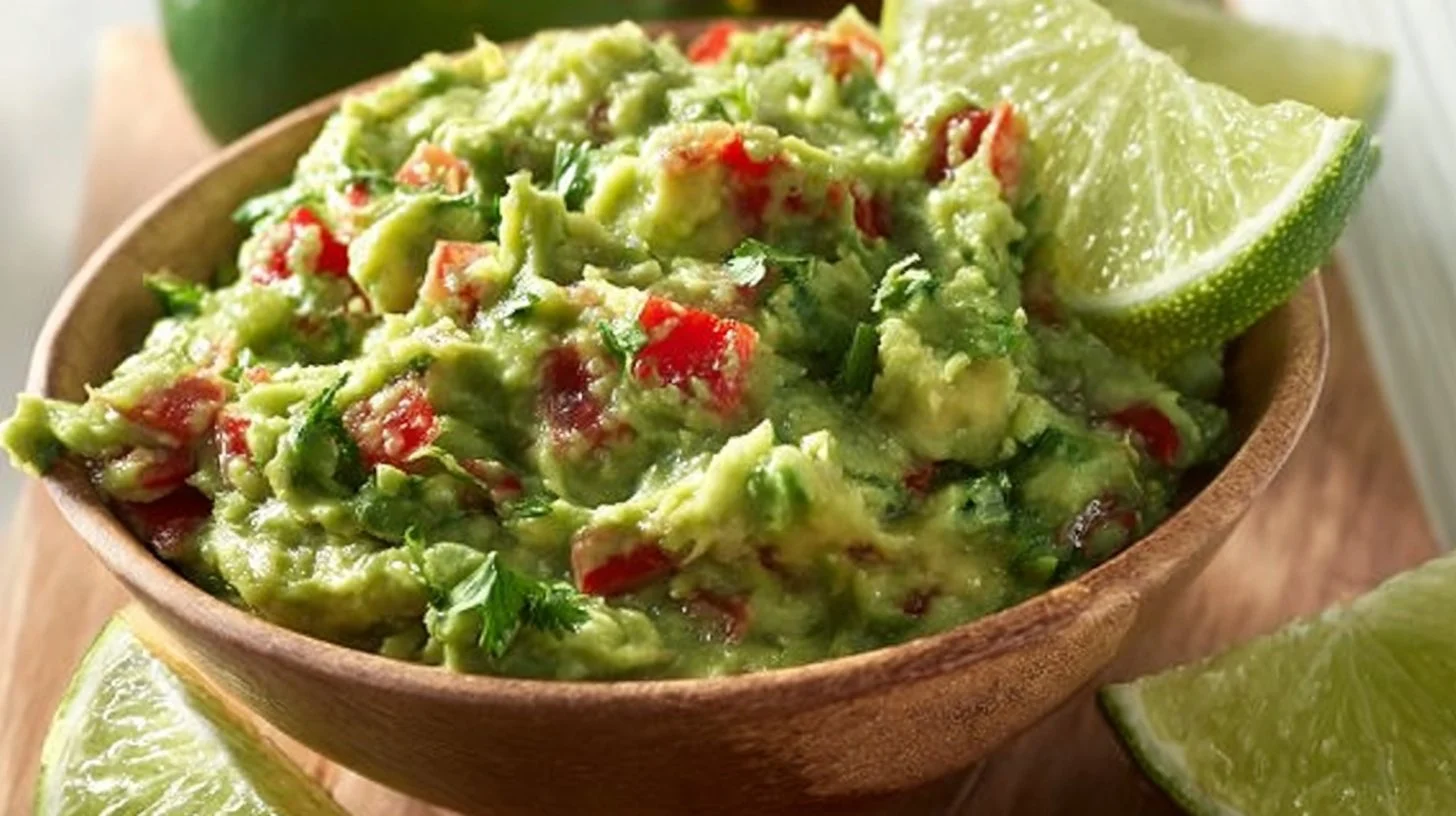 Bowl of easy guacamole made with fresh ingredients