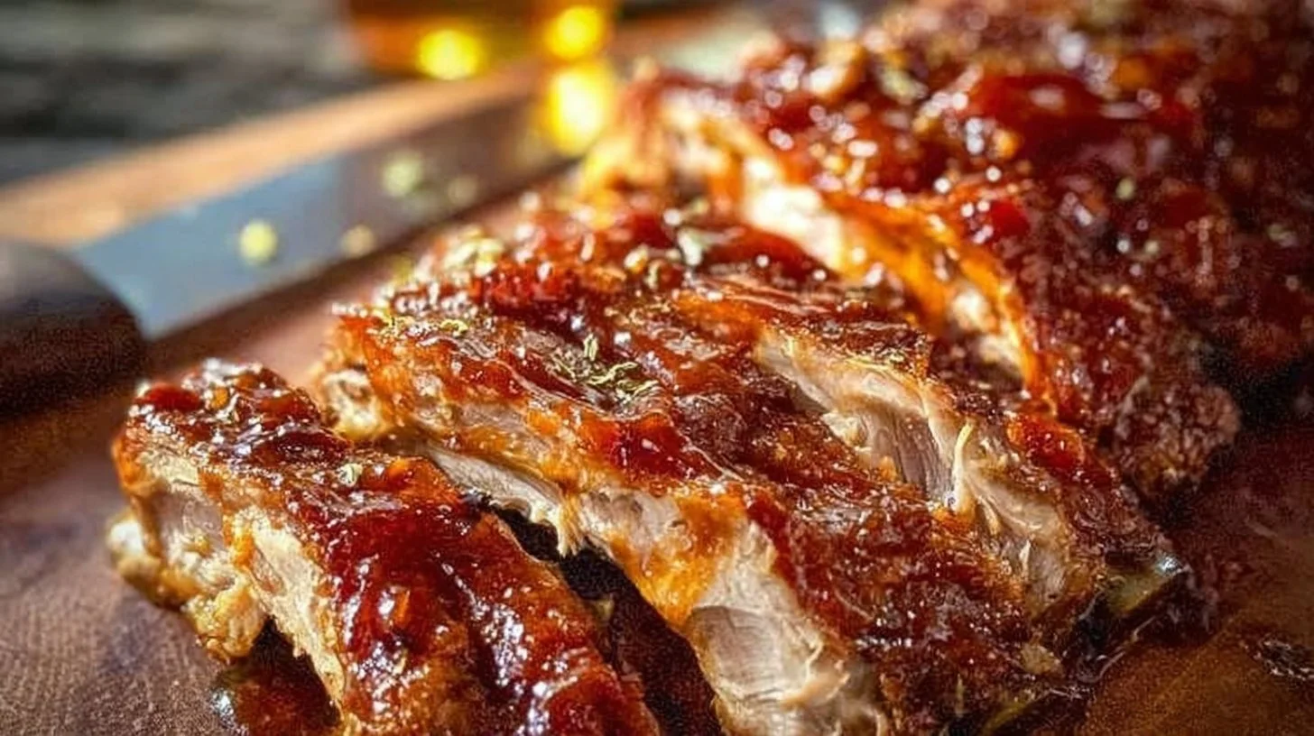 Delicious fall off the bone ribs served on a plate