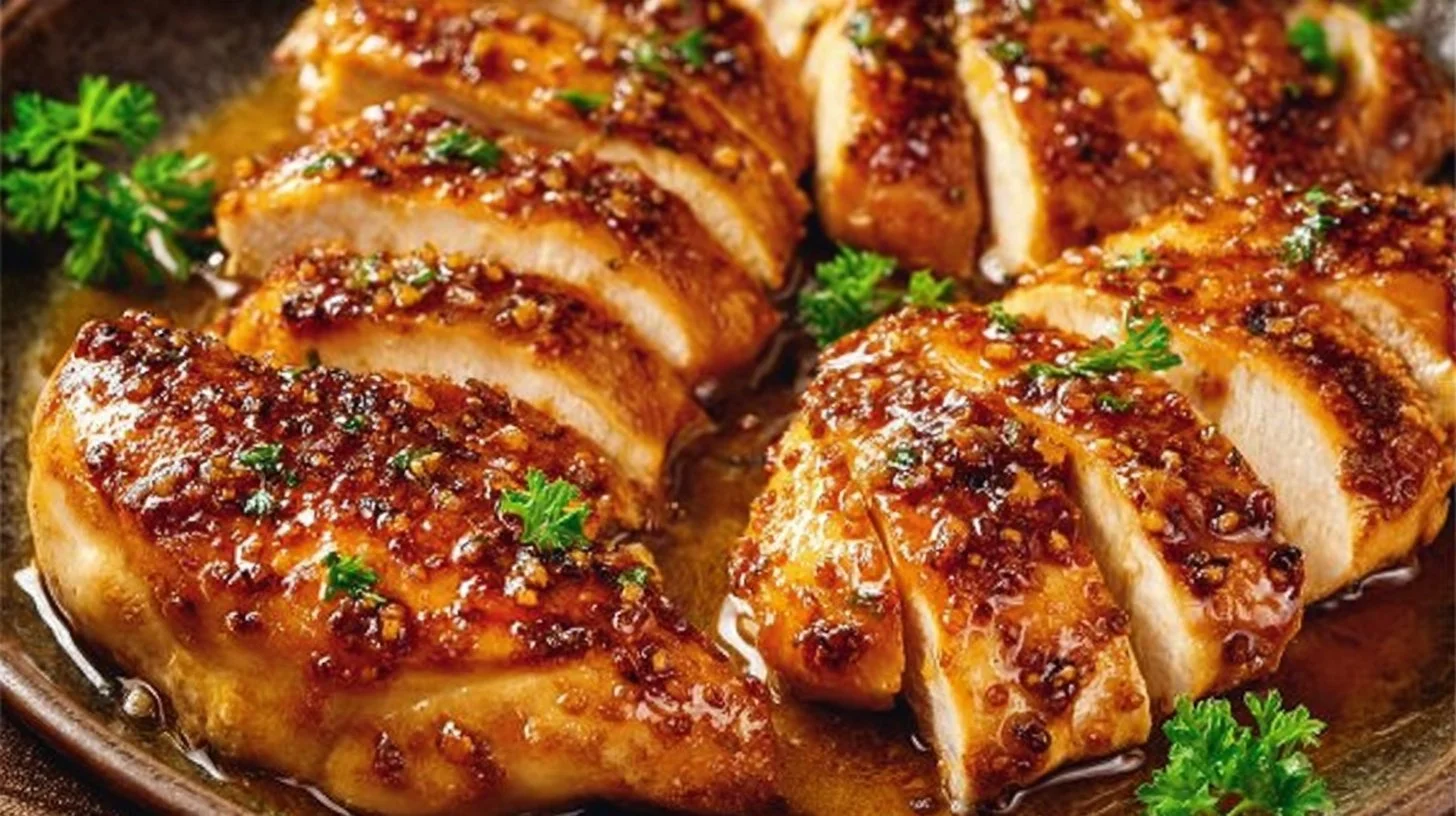 Delicious Garlic Butter Chicken Breast served with fresh herbs