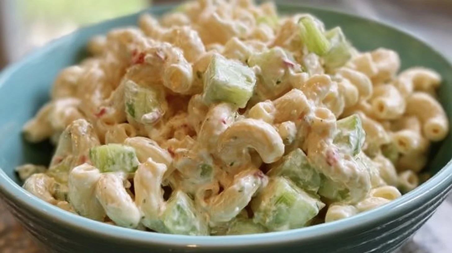 Delicious Guy Fieri-style macaroni salad served in a bowl