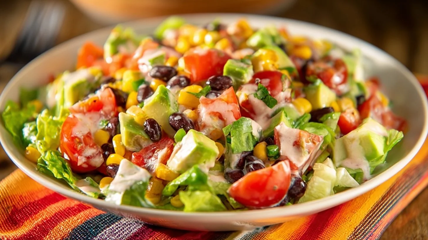Fresh Mexican Chopped Salad with colorful vegetables and dressing