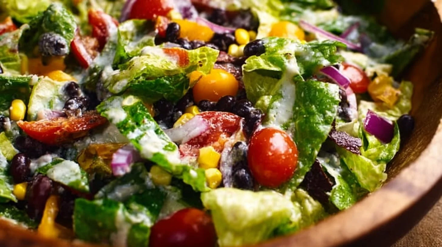 Colorful Mexican Salad with fresh vegetables and toppings